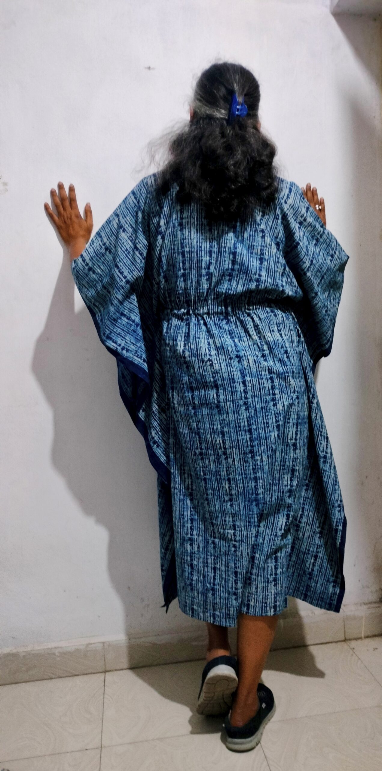 Freesize Ladies Drawstring Kaftan - Indigo - Image 3