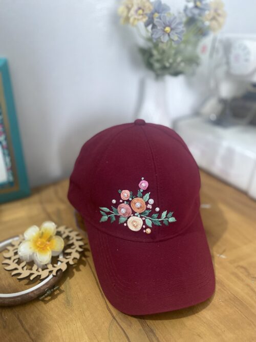Floral Embroidered Cap | Embroidered Cap for Women - Image 2