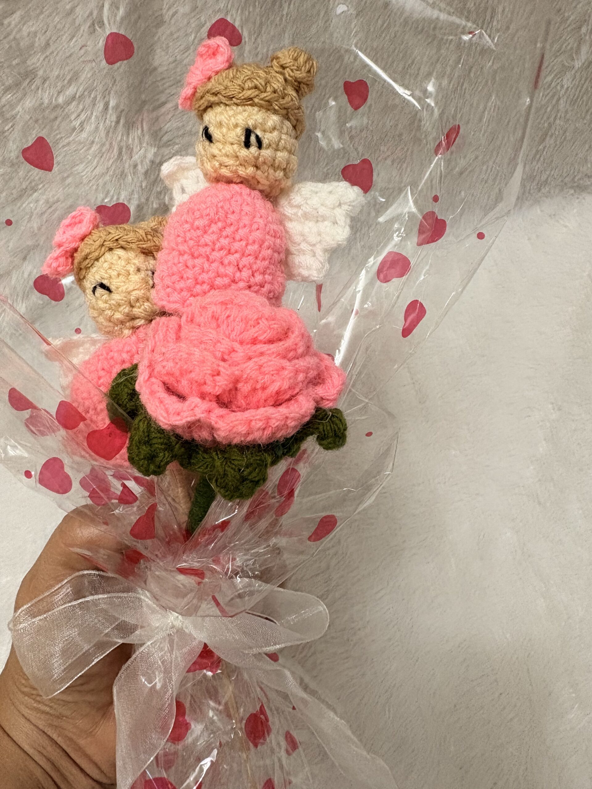 Crochet Bouquet with Angels | Handcrafted Crochet Flowers | Anniversary or Birthday Gifts - Image 2