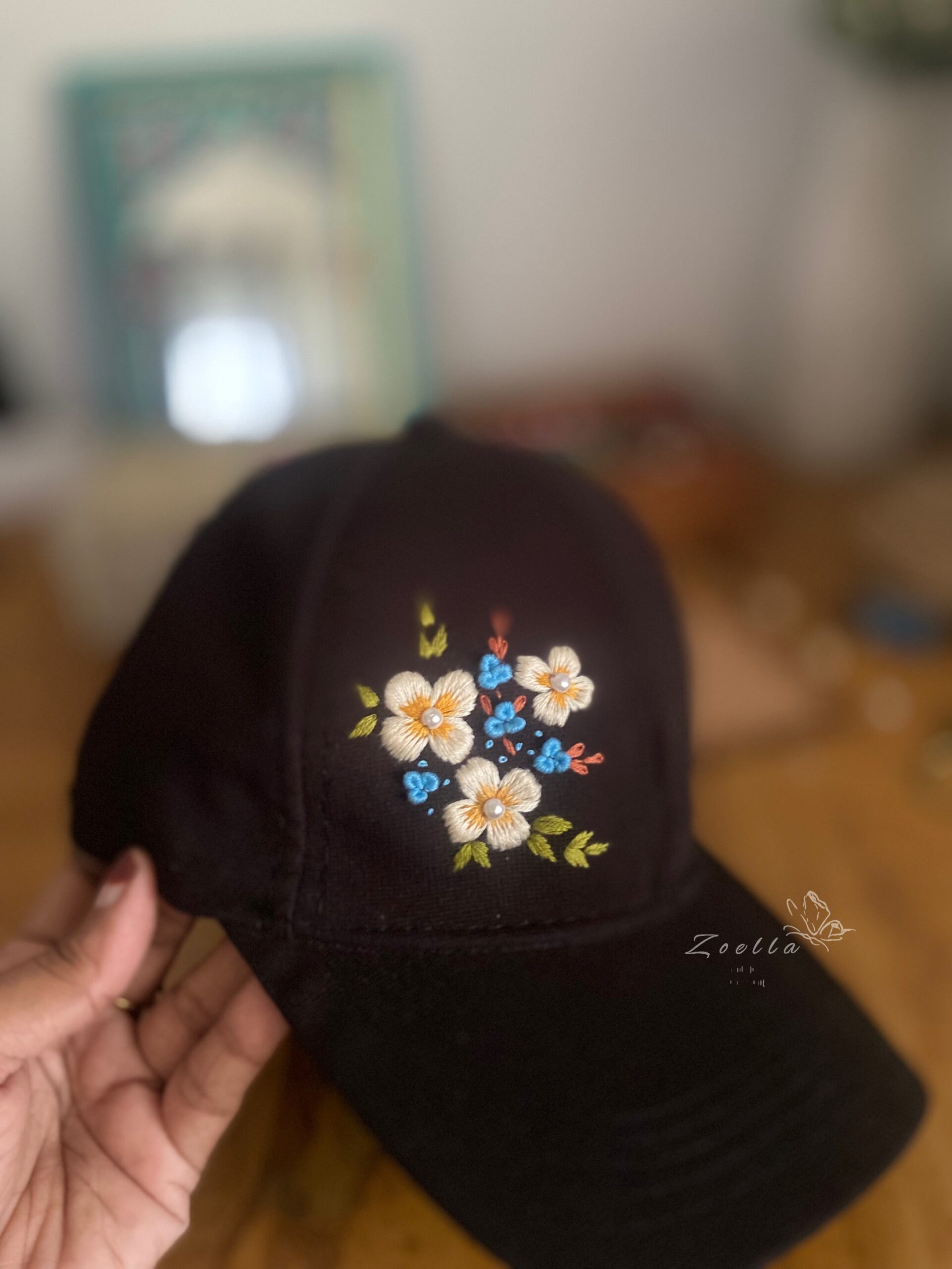 Floral Embroidered Cap | Unisex Hand Embroidery Caps | Floral Baseball Caps