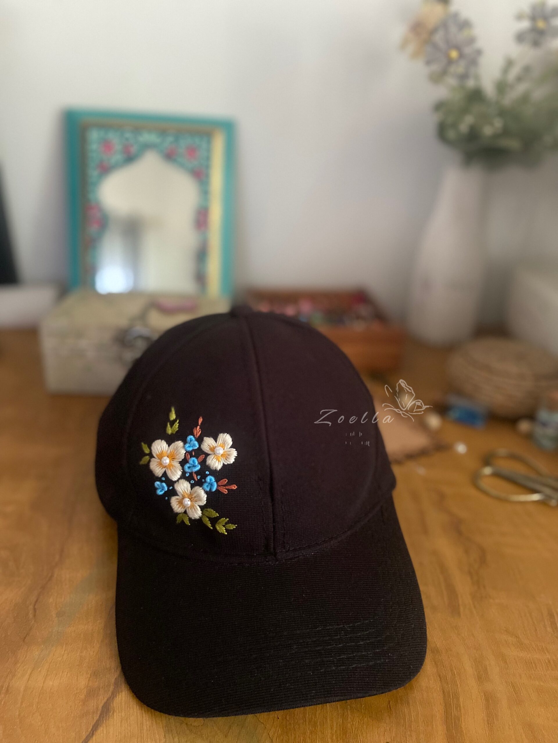 Floral Embroidered Cap | Unisex Hand Embroidery Caps | Floral Baseball Caps - Image 2