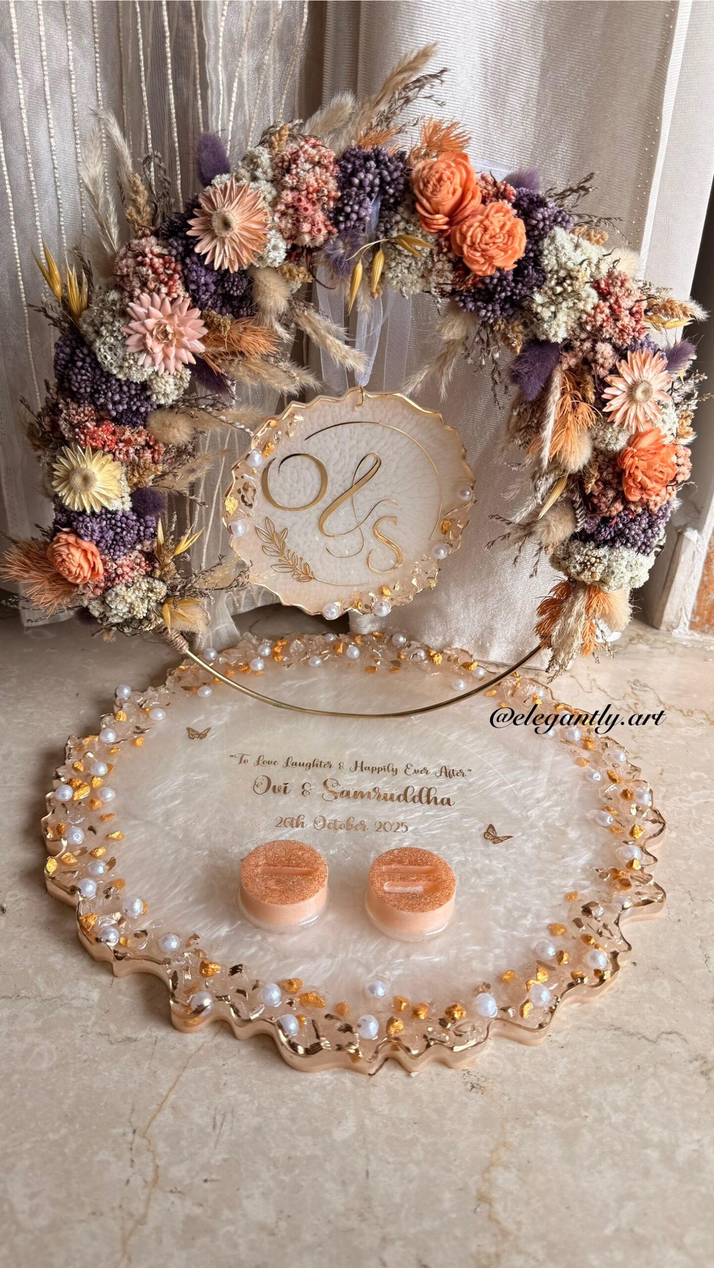 12 Inch Resin Engagement Ring Platter | Handmade Decorative Tray for Roka, Wedding, Engagement Ceremony