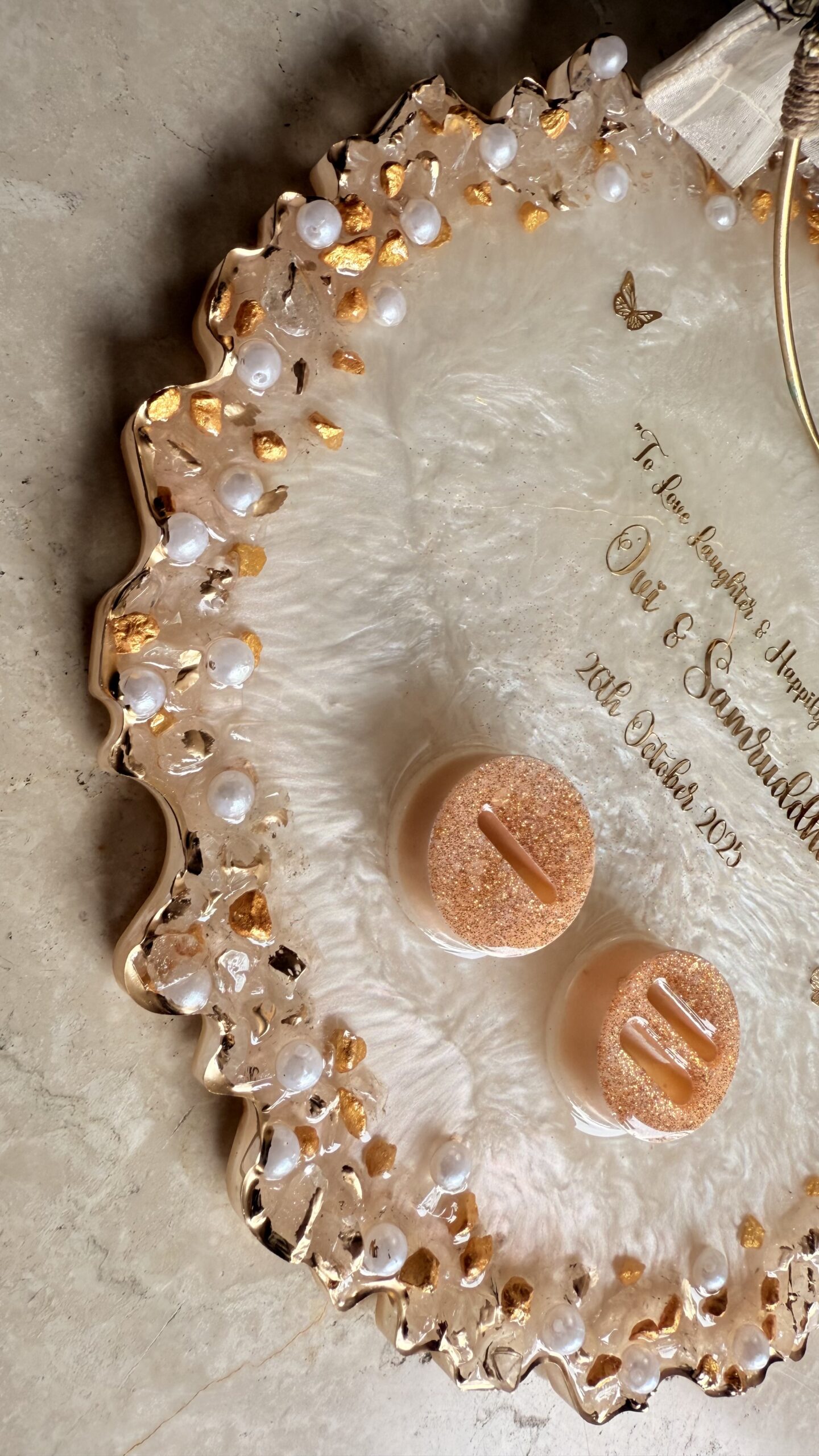 12 Inch Resin Engagement Ring Platter | Handmade Decorative Tray for Roka, Wedding, Engagement Ceremony - Image 2