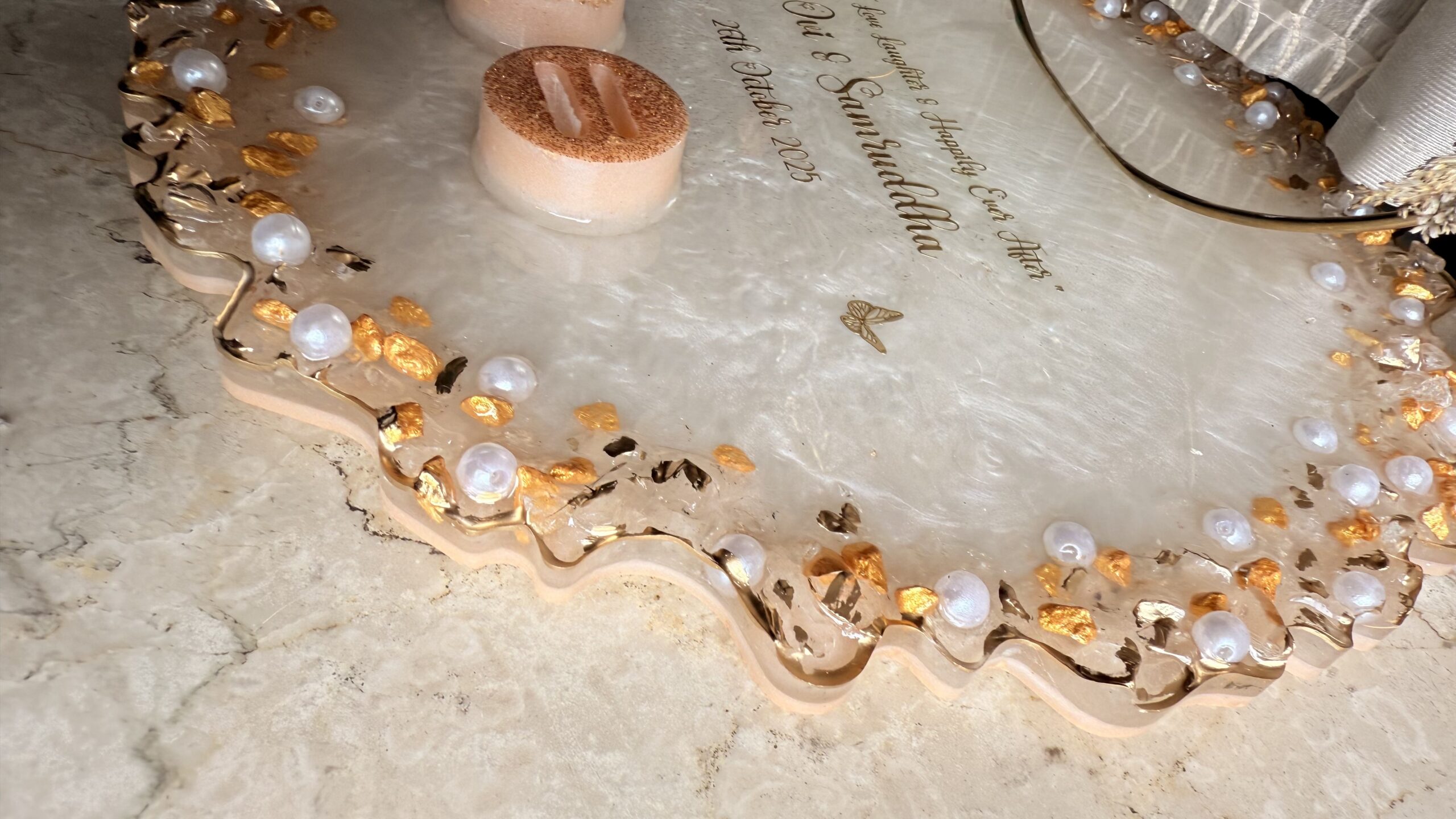 12 Inch Resin Engagement Ring Platter | Handmade Decorative Tray for Roka, Wedding, Engagement Ceremony - Image 4