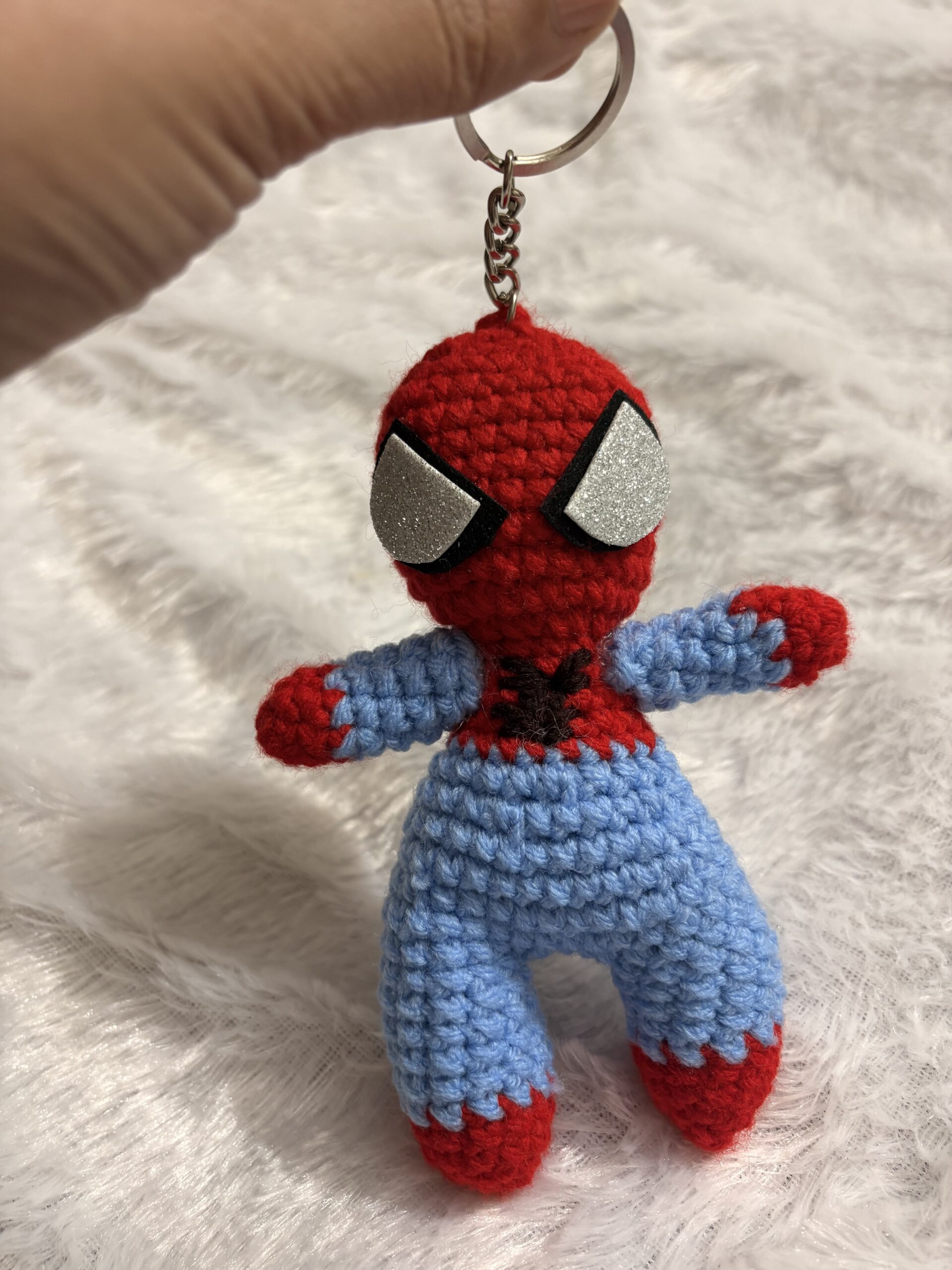 Crochet Spiderman Keychain | Handmade Crochet Superheroes Theme Keychain | Spiderman Keychain for Marvel Fans - Image 2