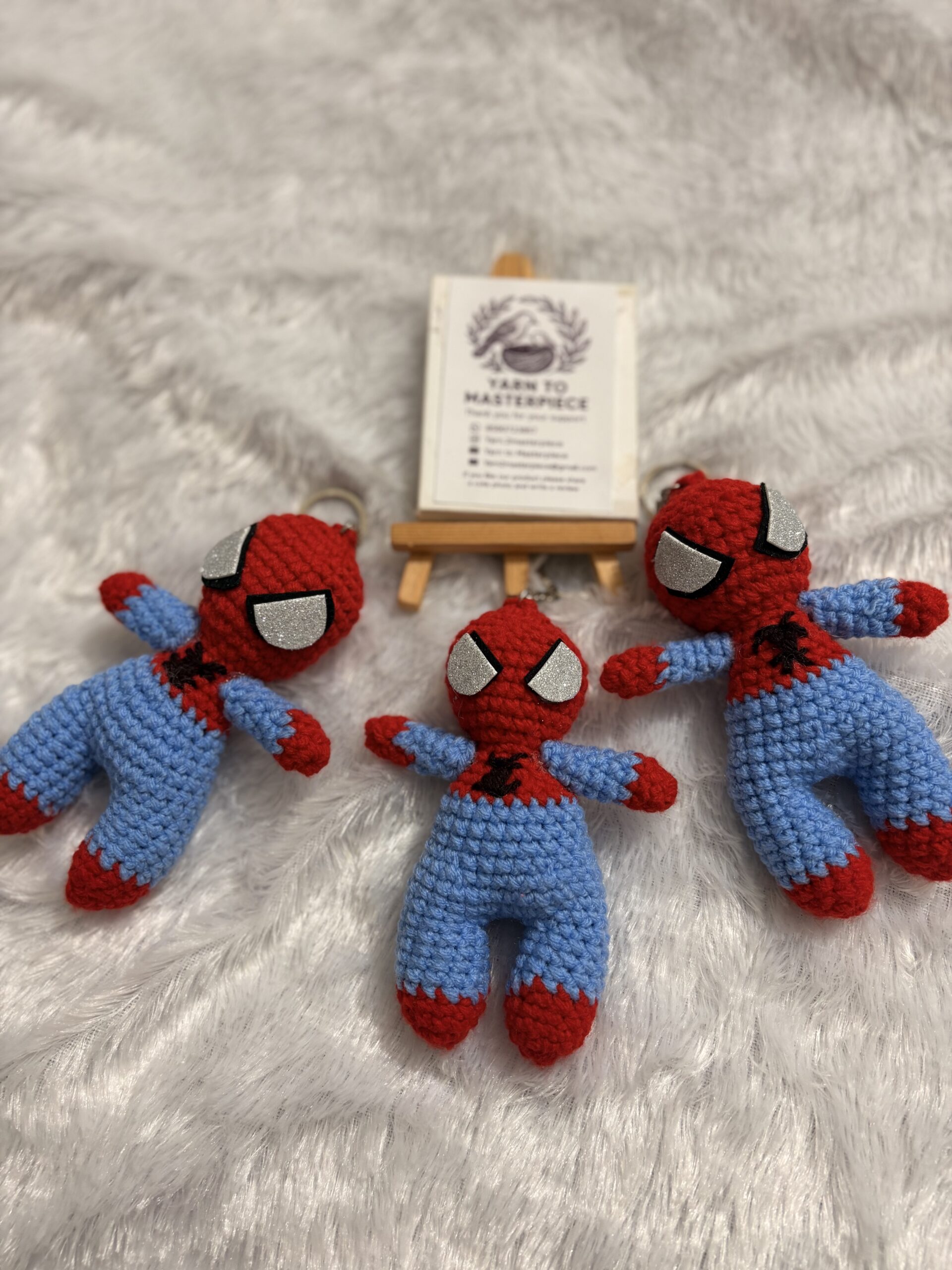 Crochet Spiderman Keychain | Handmade Crochet Superheroes Theme Keychain | Spiderman Keychain for Marvel Fans - Image 4