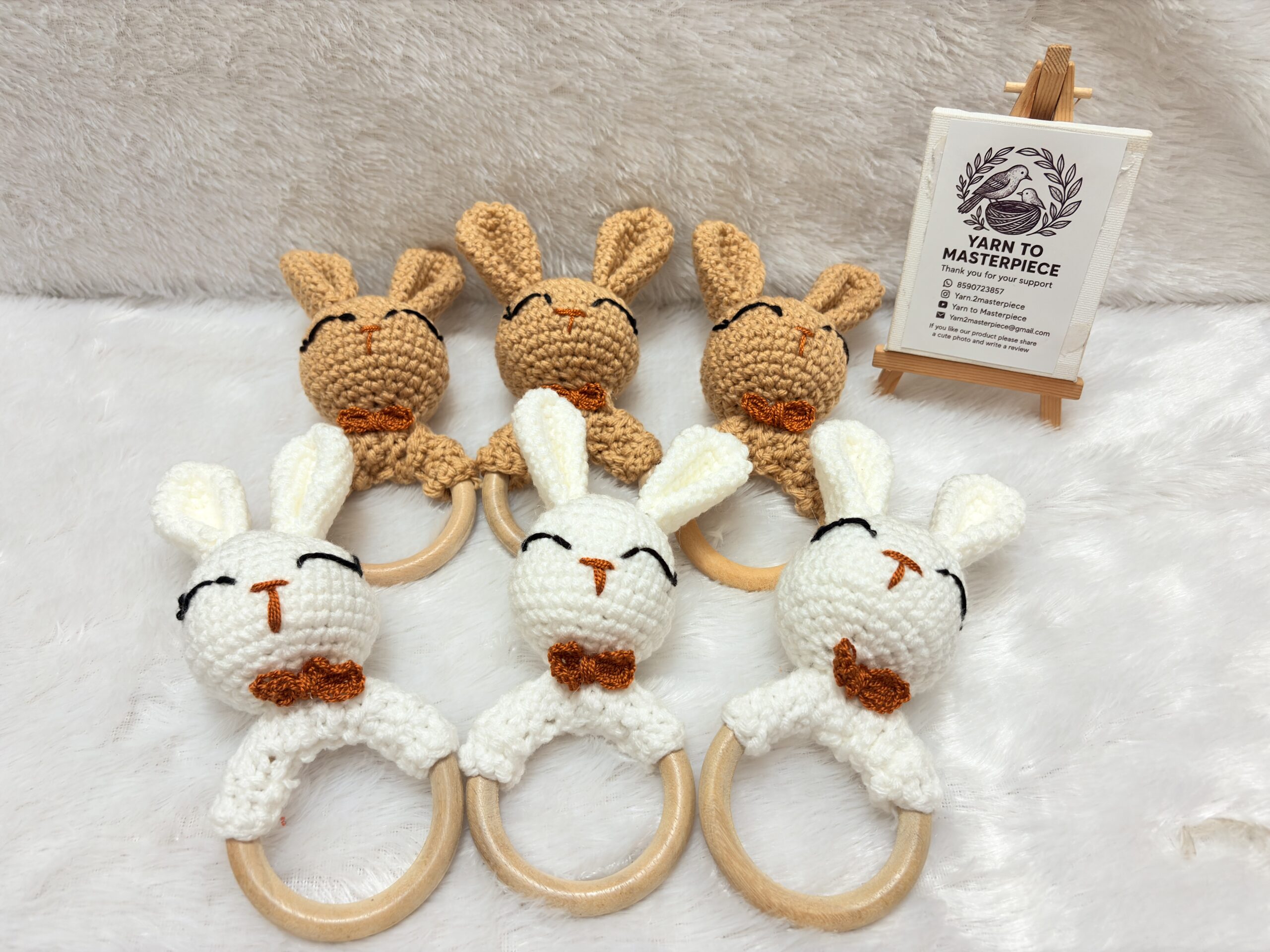 Baby Rattle for Newborn | Crochet Bunny Rattle Toy | Music Shaker Rattle for Hand Grips | Boy Girl First Rattle Gift - Image 4