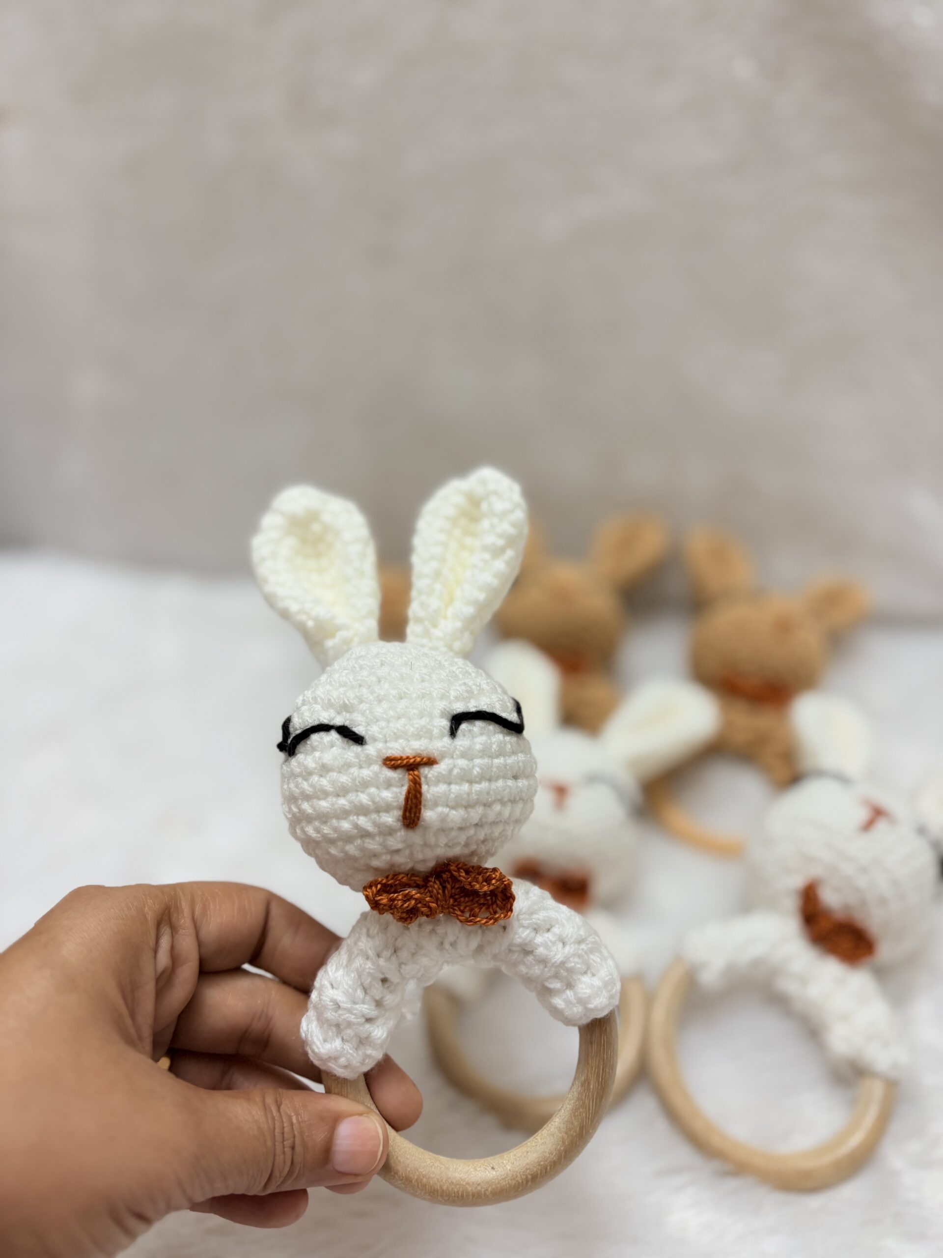 Baby Rattle for Newborn | Crochet Bunny Rattle Toy | Music Shaker Rattle for Hand Grips | Boy Girl First Rattle Gift - Image 2