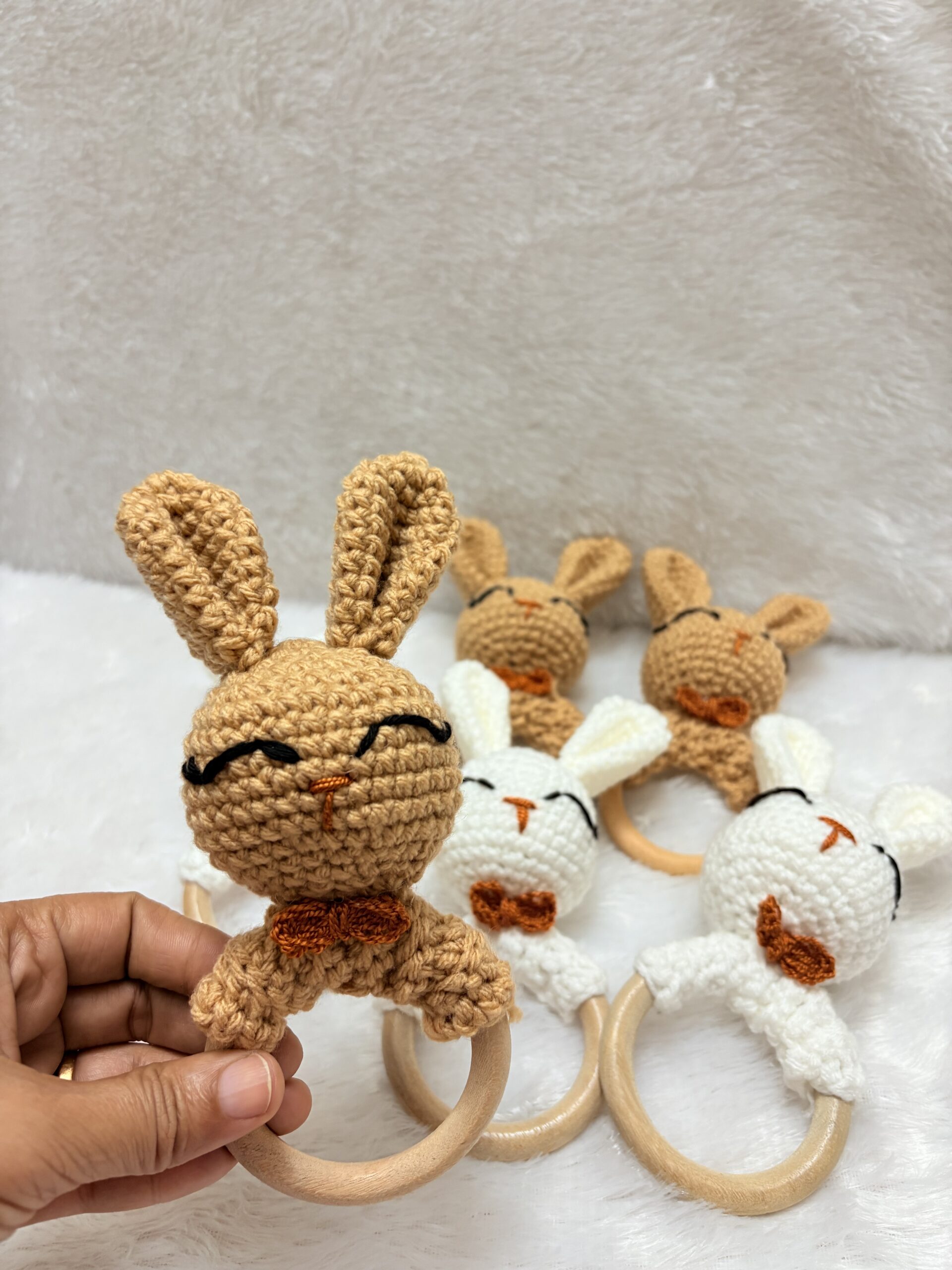 Baby Rattle for Newborn | Crochet Bunny Rattle Toy | Music Shaker Rattle for Hand Grips | Boy Girl First Rattle Gift - Image 3