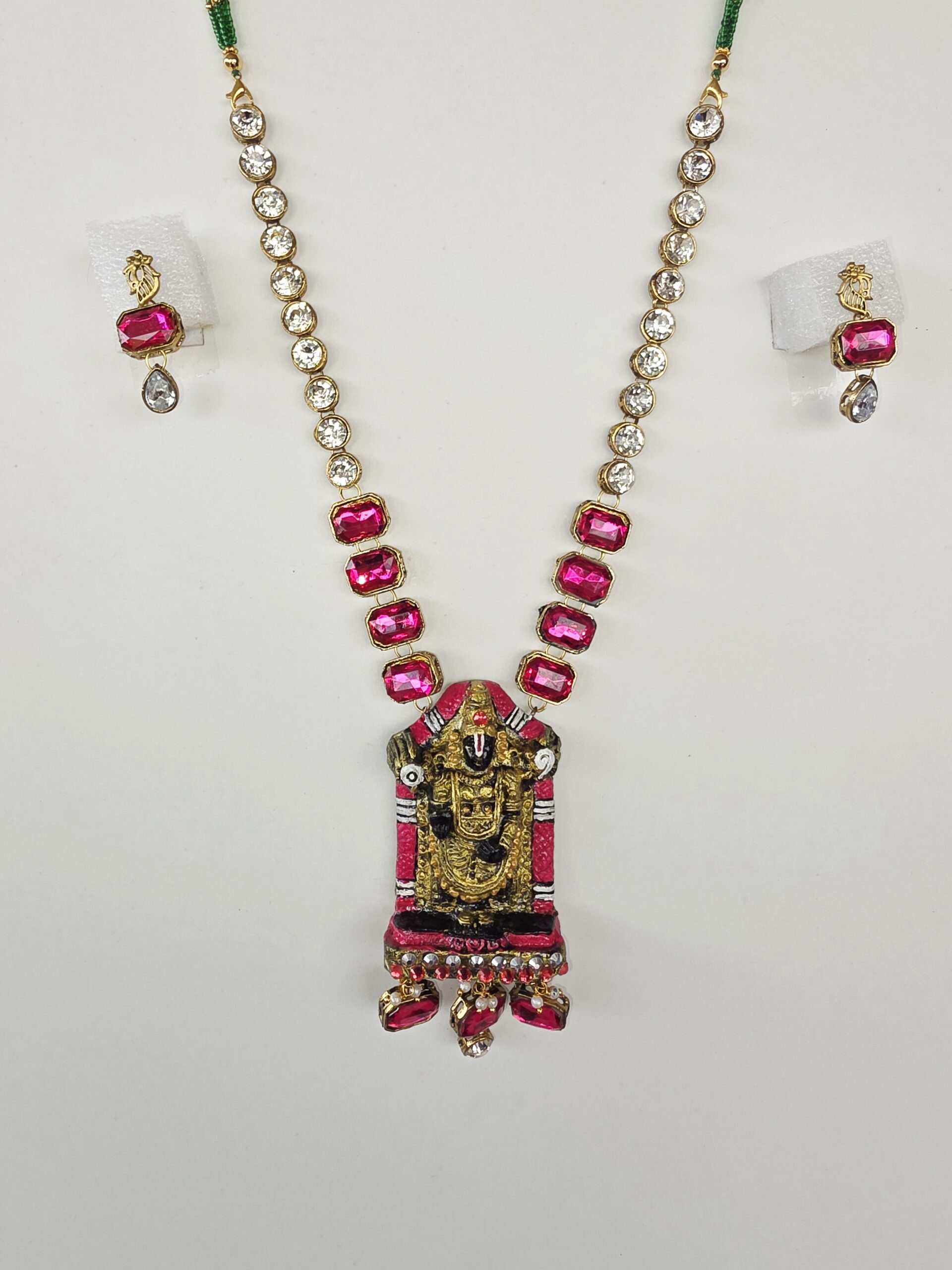 Lord Tirupati Balaji terracotta N kundan fusion set - Image 2