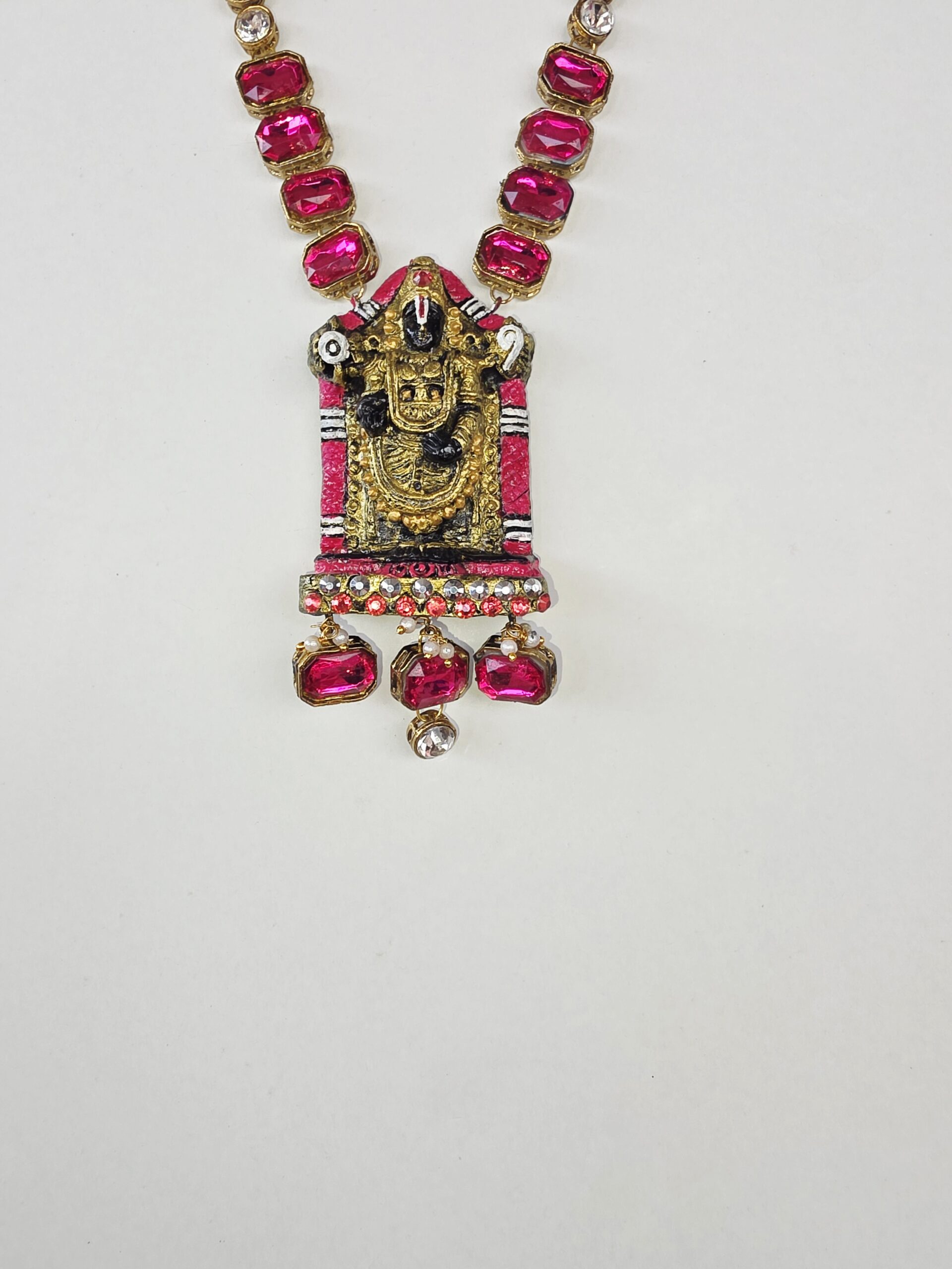 Lord Tirupati Balaji terracotta N kundan fusion set - Image 3