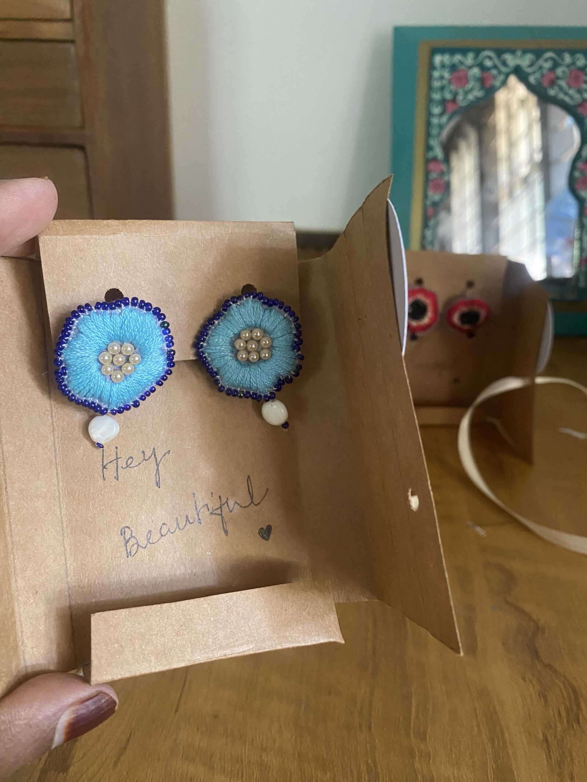 Floral Dulhan Haldi Mehendi Handmade Beaded Earrings for Women Girls Aesthetic Flower Statement Embellished Studs Drops Danglers (Pack of 1) - Image 2